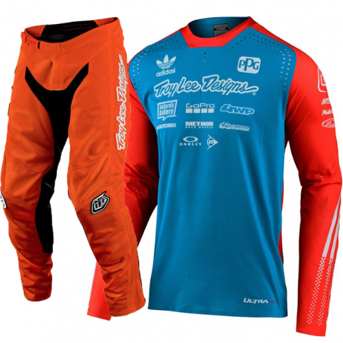 CONJUNTO TROY LEE DESIGNS 2021 MIX SE ULTRA MX LTD ADIDAS TEAM & GP AIR - AZUL / LARANJA